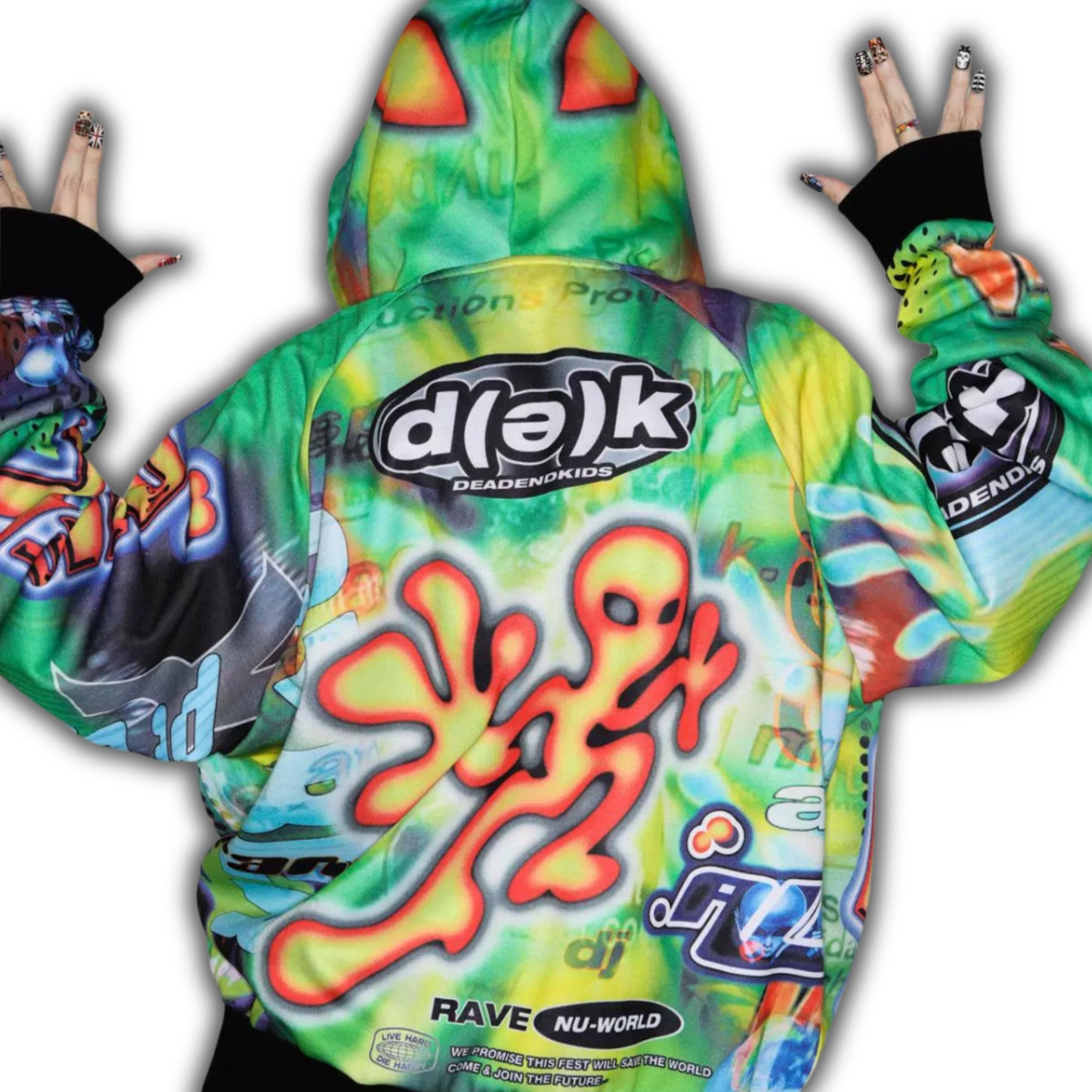 Alien Print Oversized Hoodie