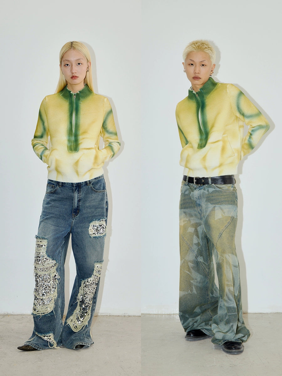 Half-Zip Fade Sweater