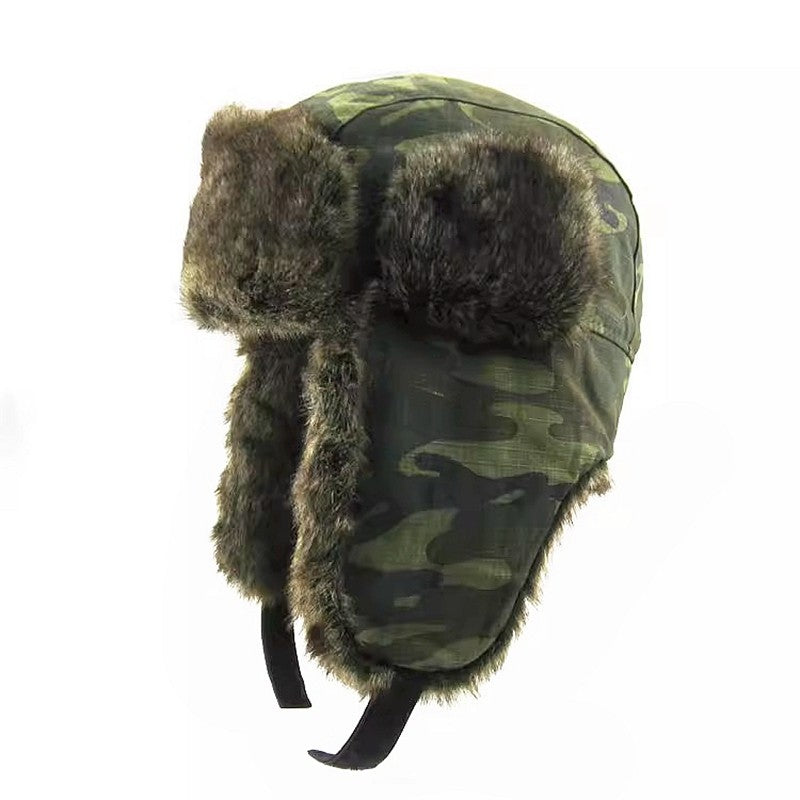 Warm ear protection hatst camouflage couple