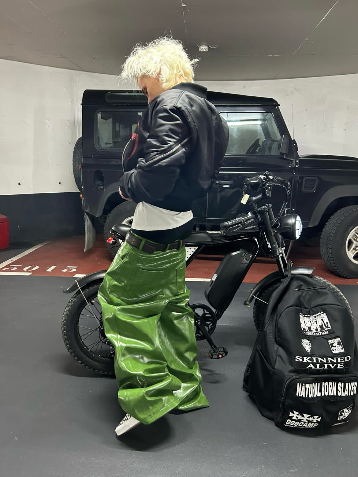 Green Liquid Leather Wide Pants