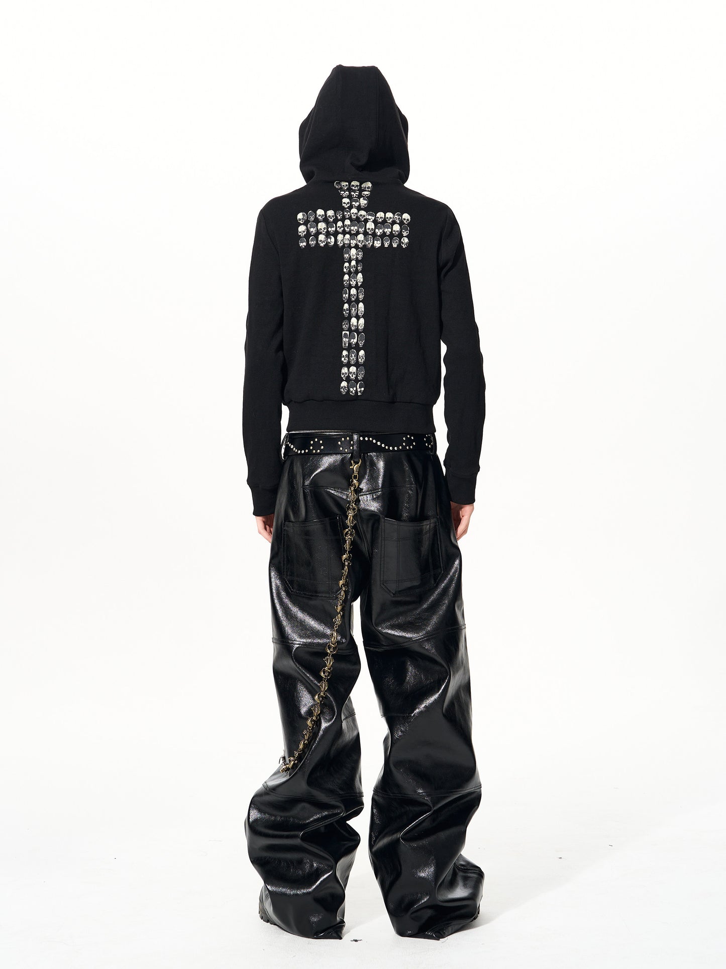 Skull Cross Zip Sweat Hoodie