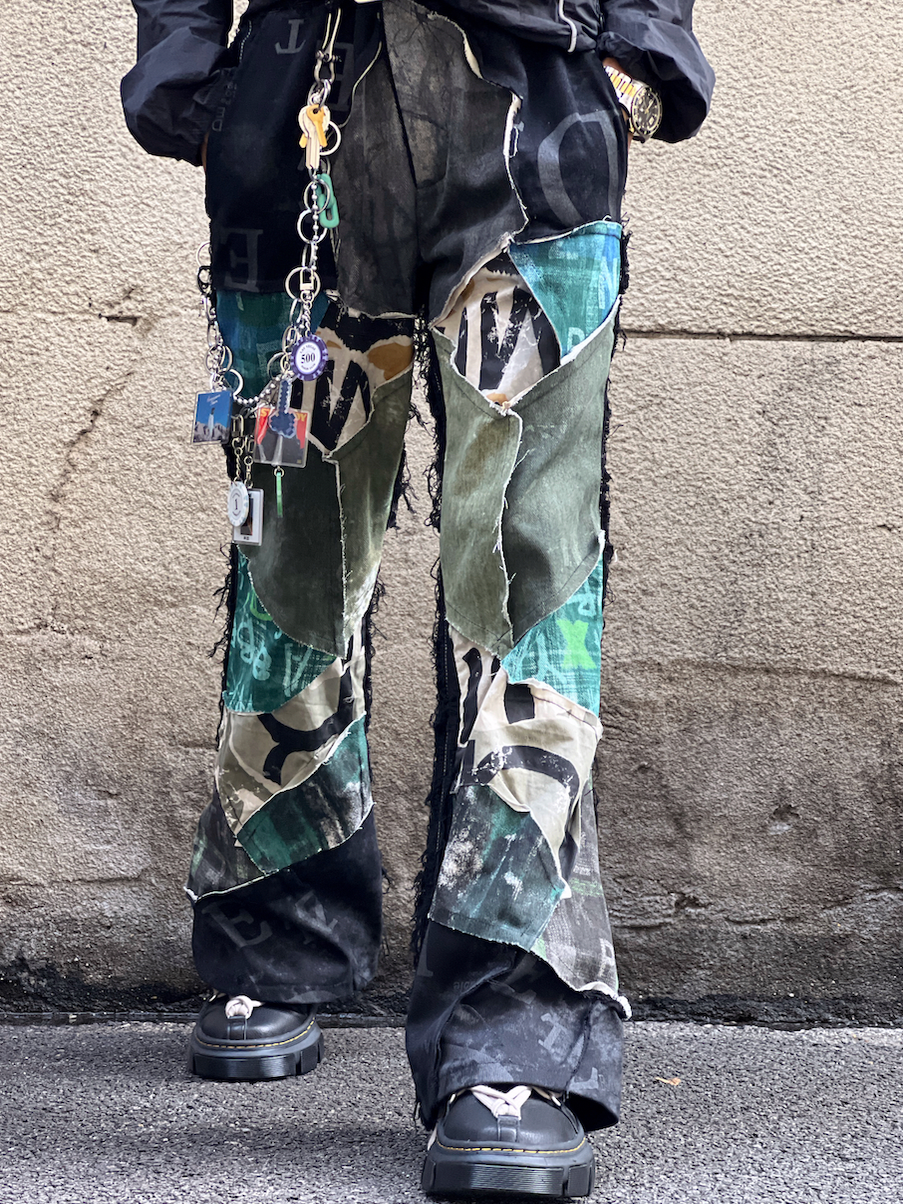 Green Bootcut Patch Jeans