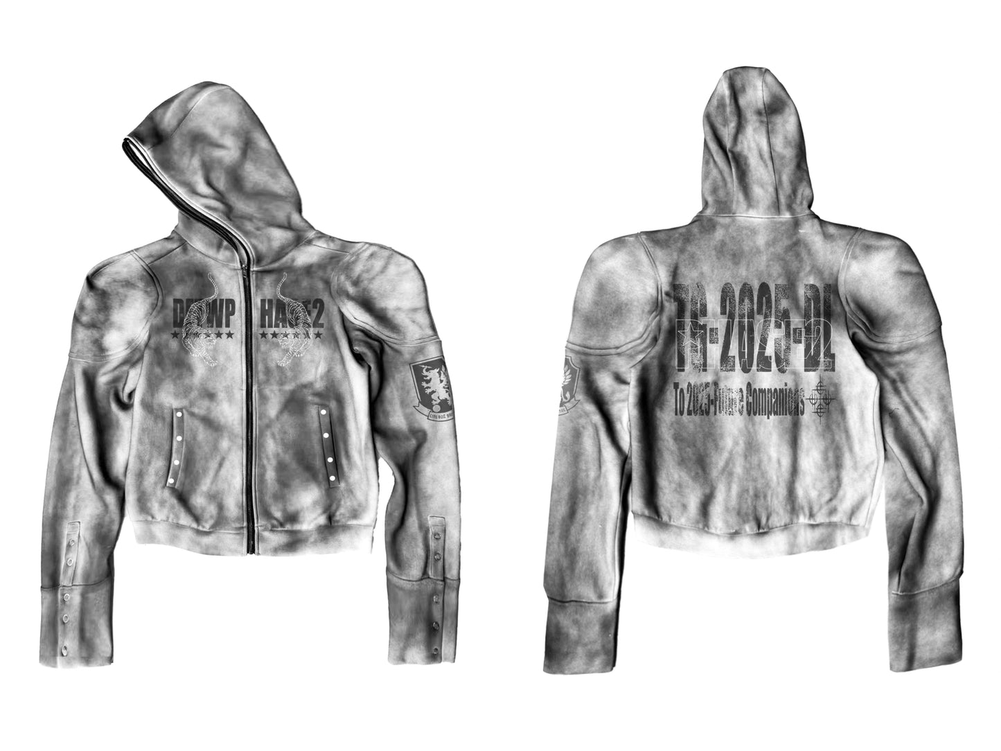 Twin Tiger Embroidery Hoodie Jacket