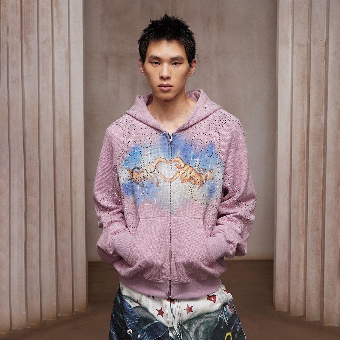 Dream Core Rhinestone Zip Hoodie