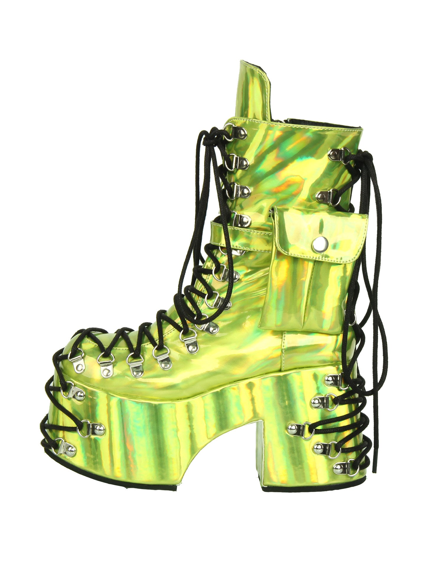 Laser Green Retro Platform Punk Boots