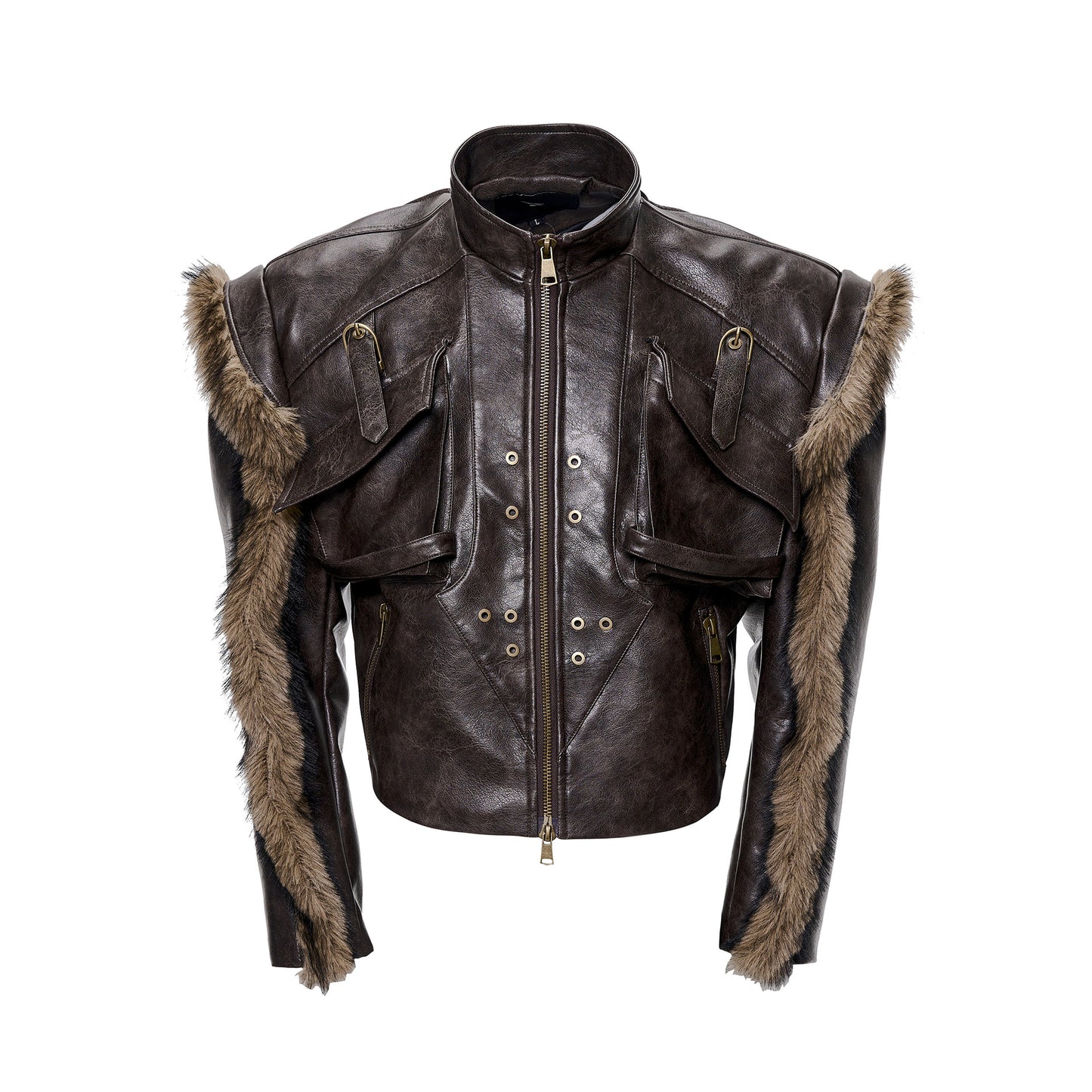 Vintage Cropped Faux Leather Jacket