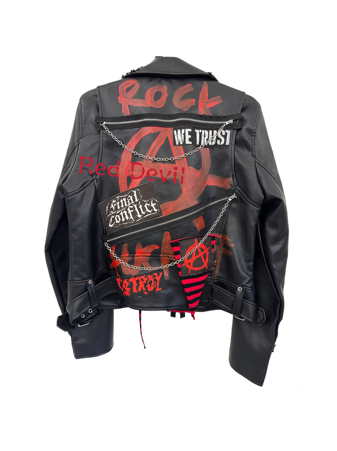 Punk Biker PU Leather Jacket (Black/Red)