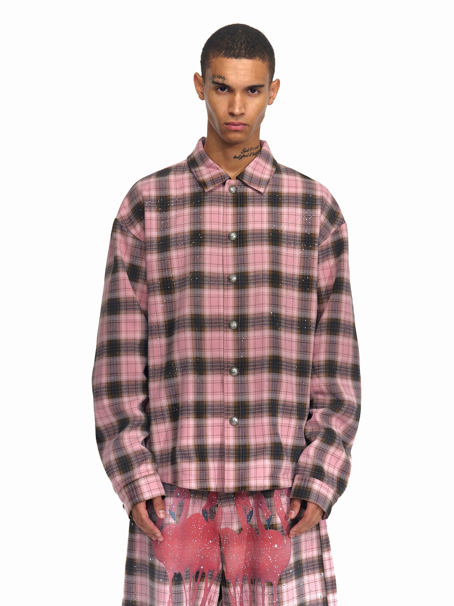 Pink Plaid Flamingo setup