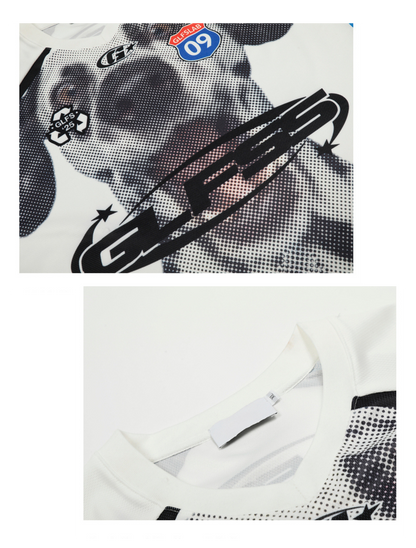 Racing Style Puppy Print T-shirts