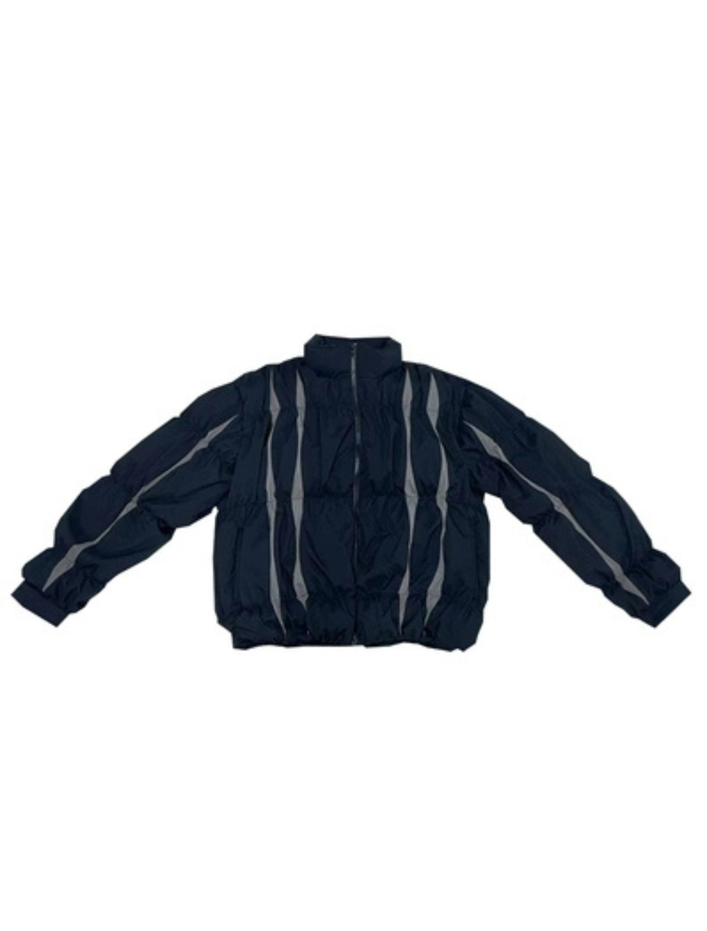 Striped Stand Collar Down Jacket