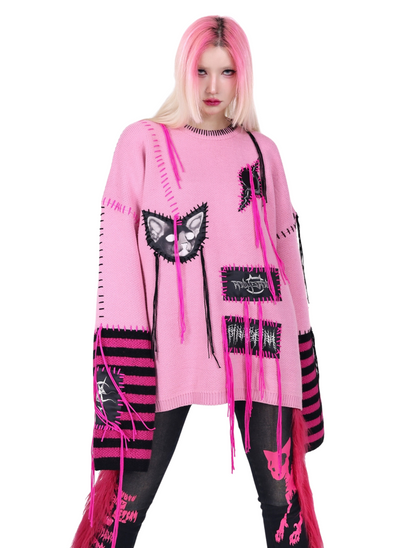 Pink Patch Punk Sweater Unisex