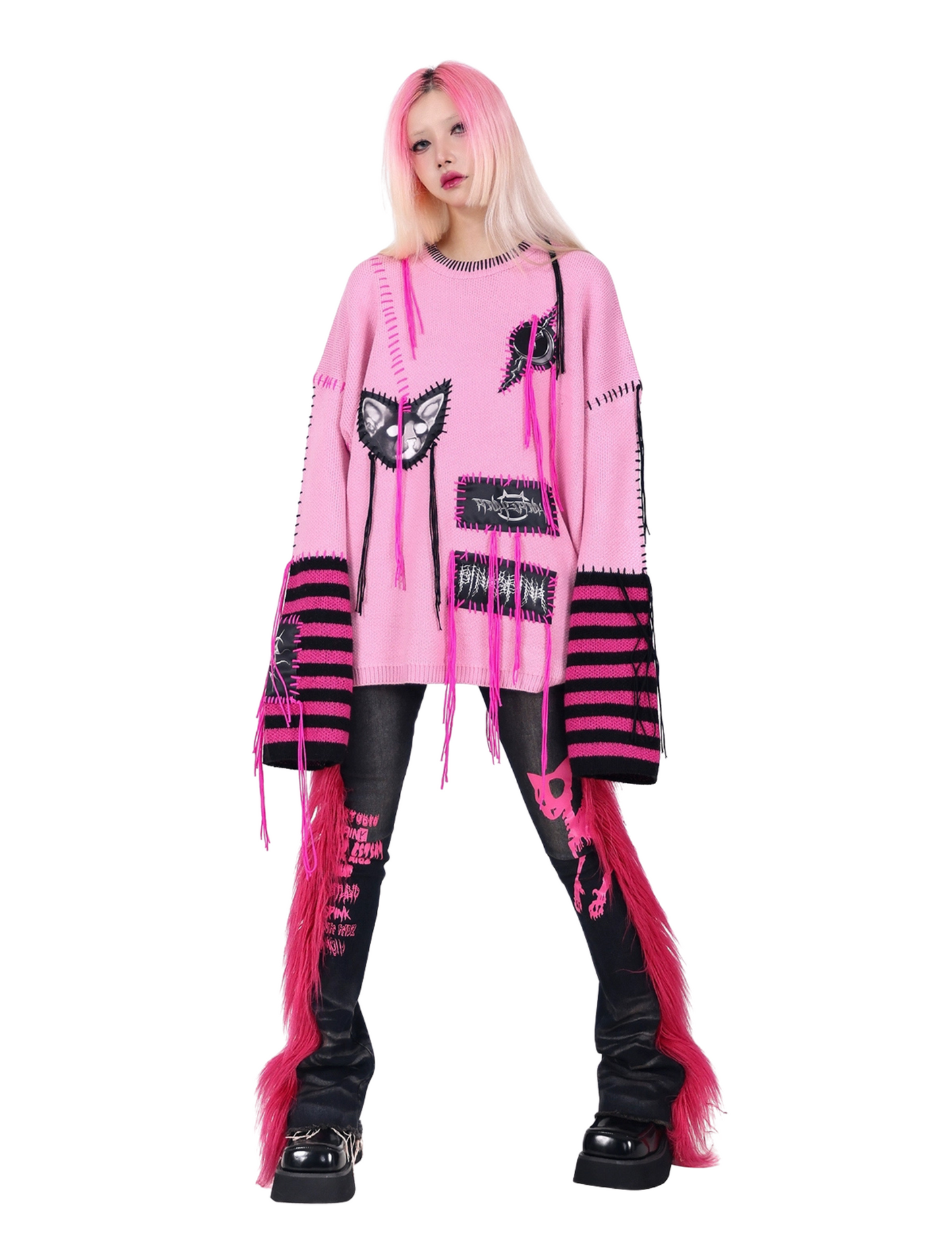Pink Patch Punk Sweater Unisex