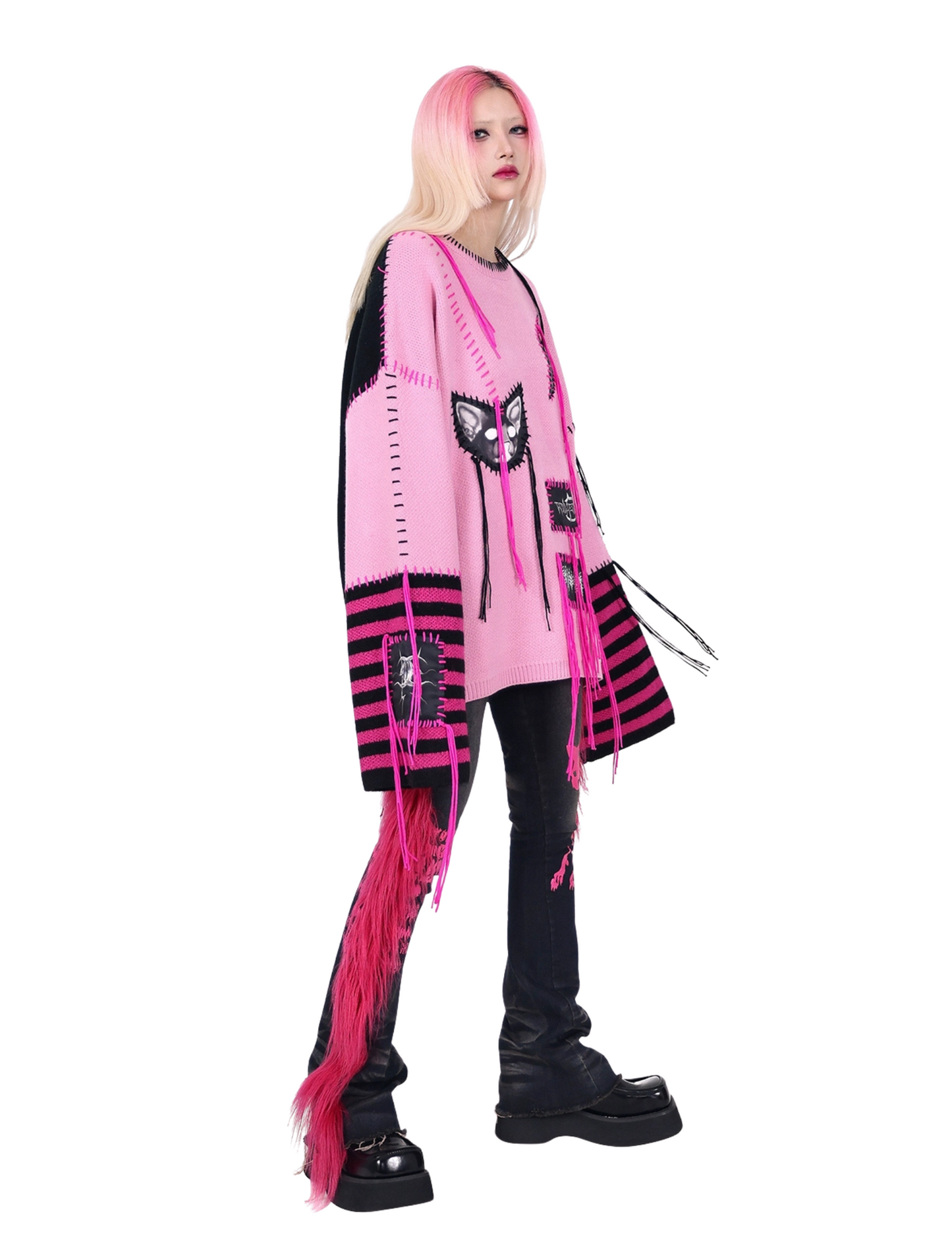 Pink Patch Punk Sweater Unisex
