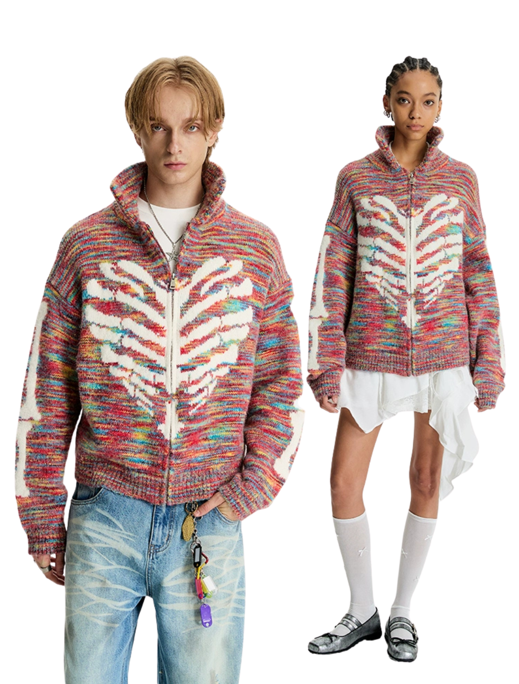Candy Color Skeleton Knit Sweater Unisex