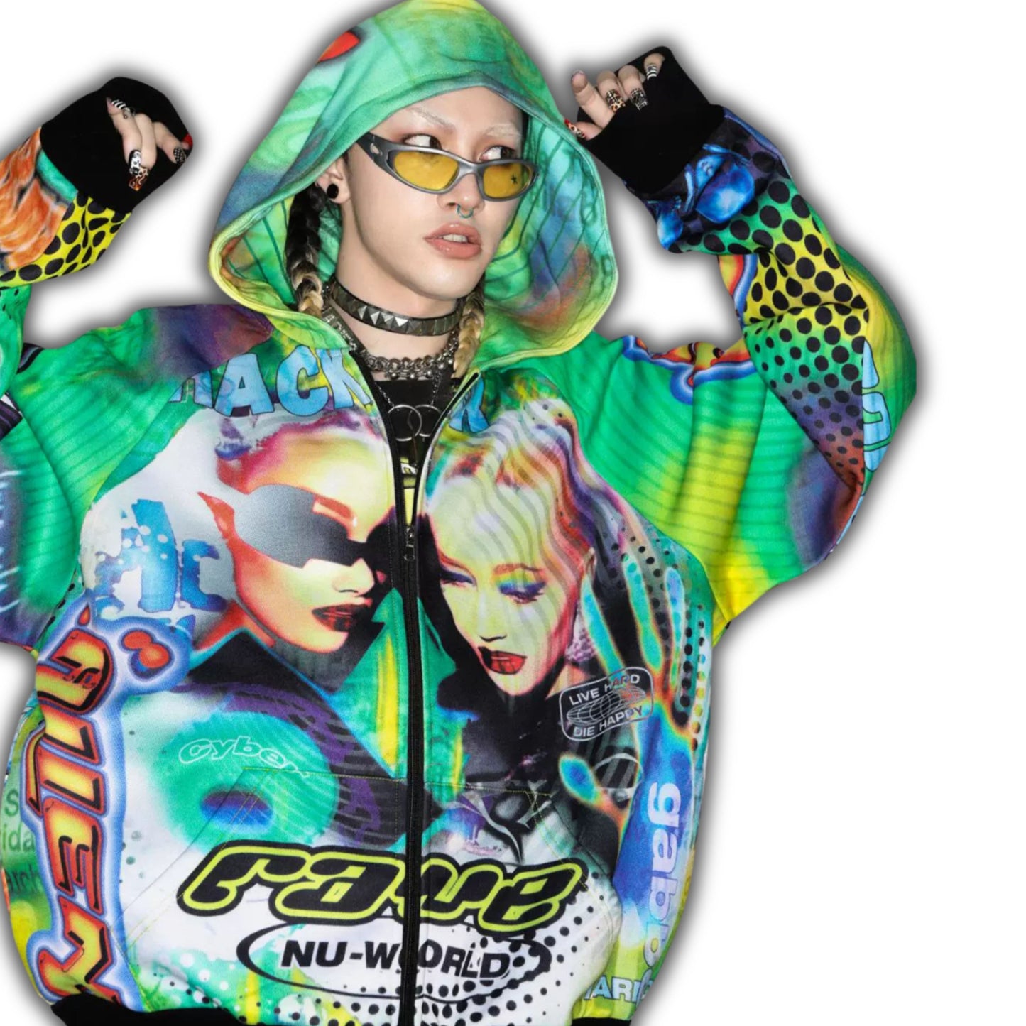 Alien Print Oversized Hoodie