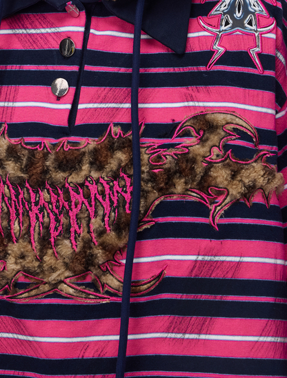 Cat Star Pink Striped Leopard Hooded