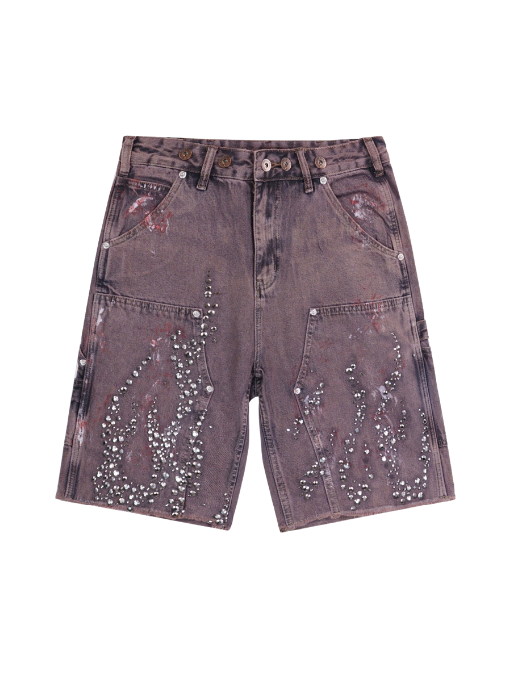 Flame Diamond Denim Shorts