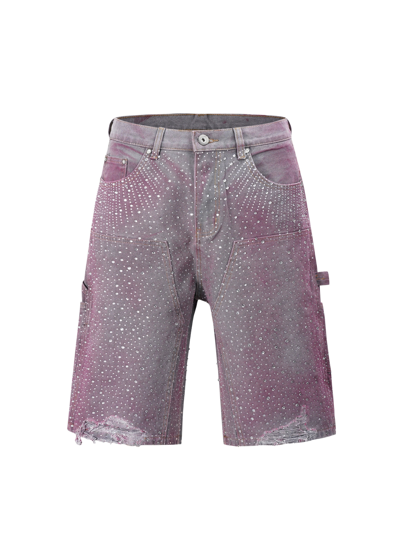 Rhinestone Cropped Denim Shorts