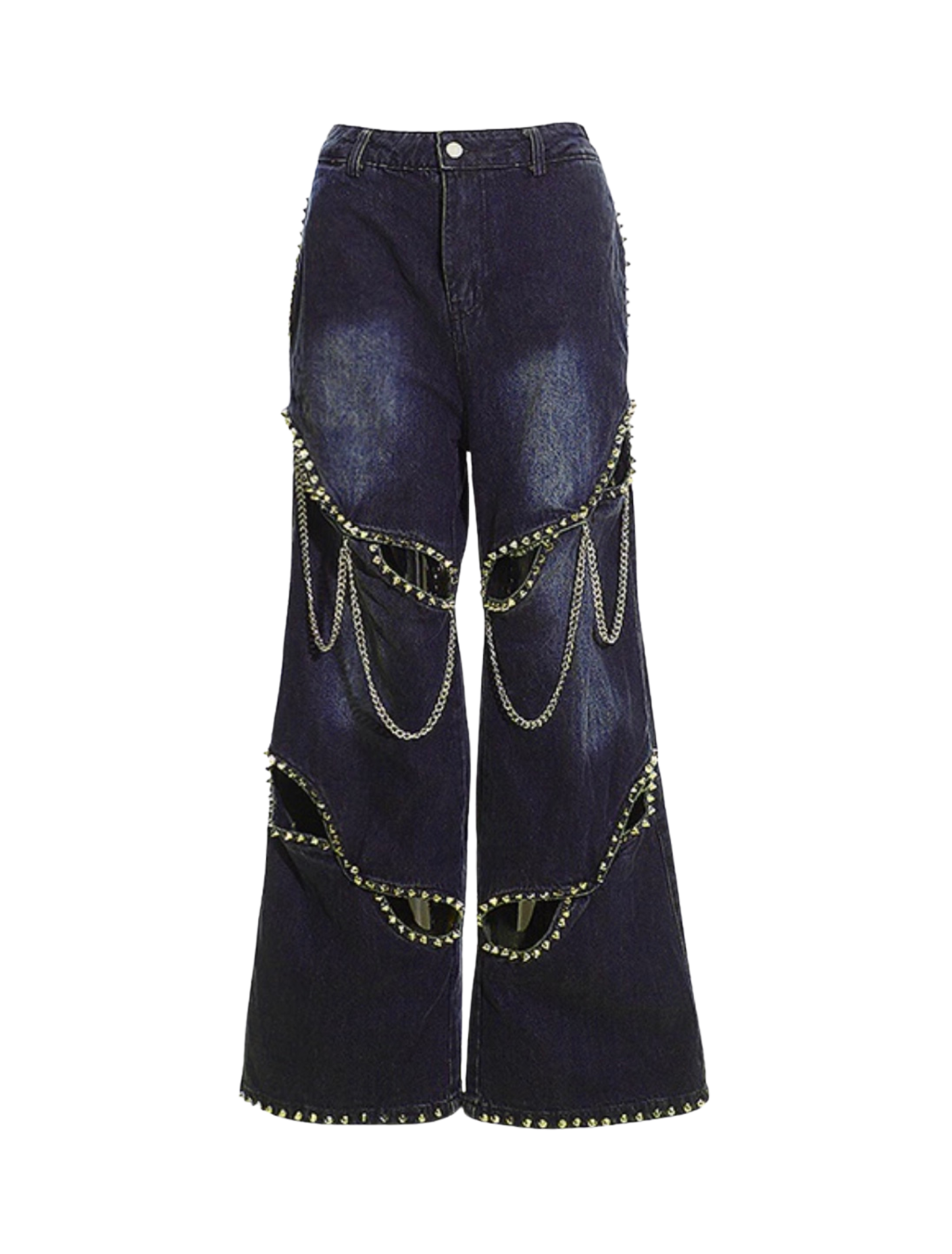Rivet Chain Cut-Out Jeans