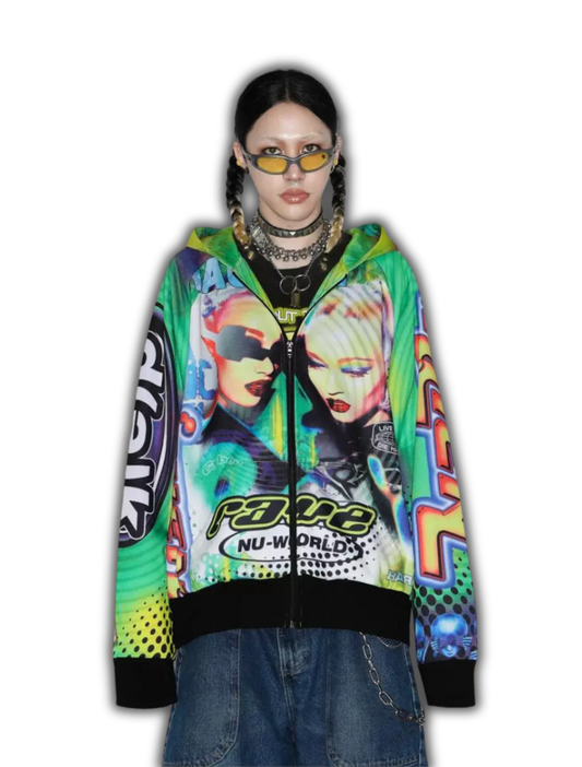 Alien Print Oversized Hoodie