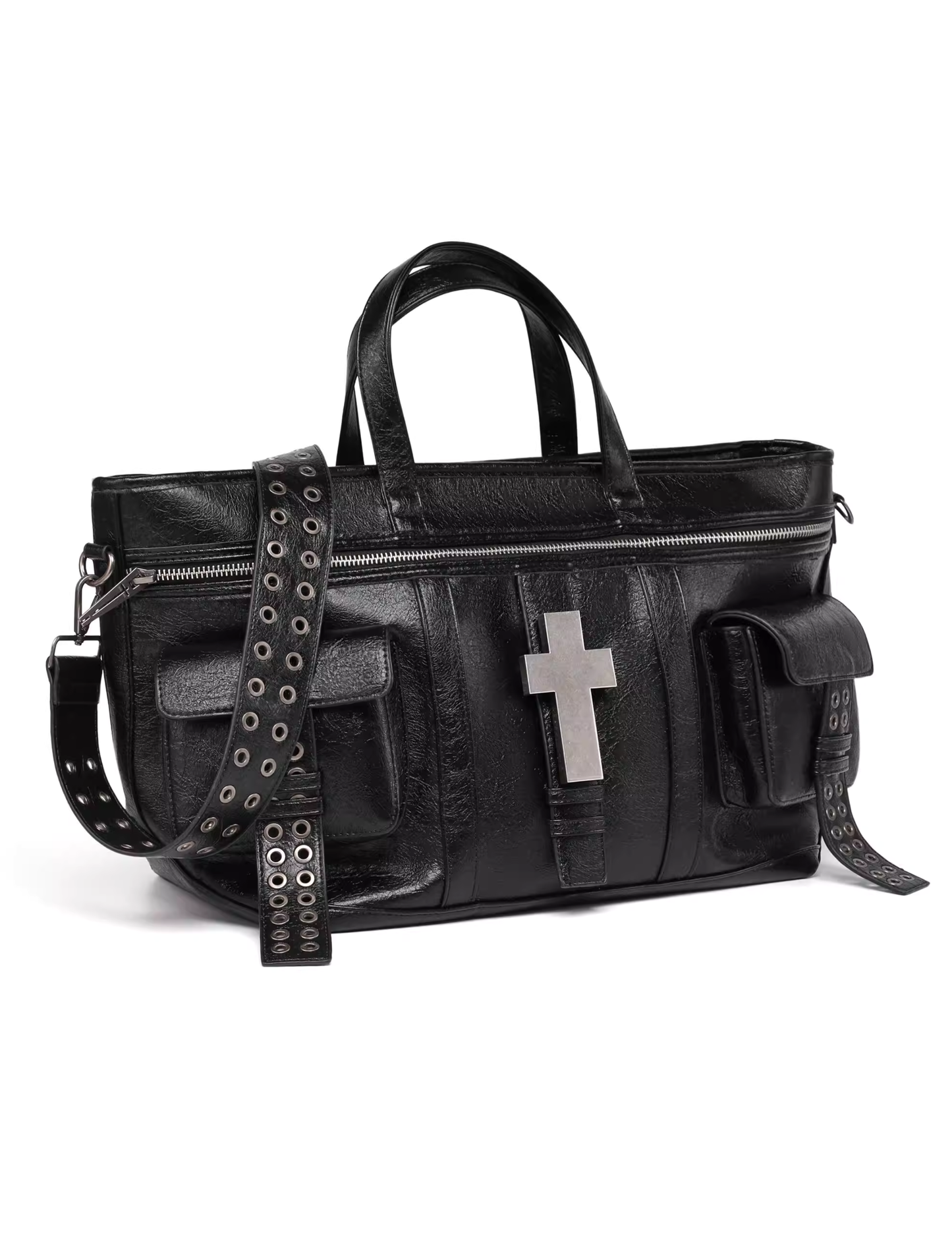 Cross Embossed Leather Multiway Bag