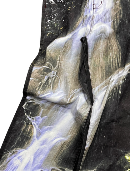 Digital Print Baggy Denim Pants