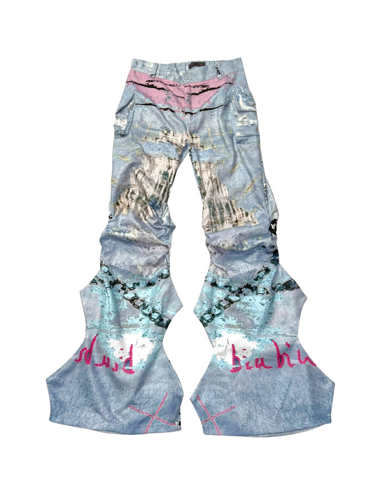 Washed Tie-Dye Stacked Jeans