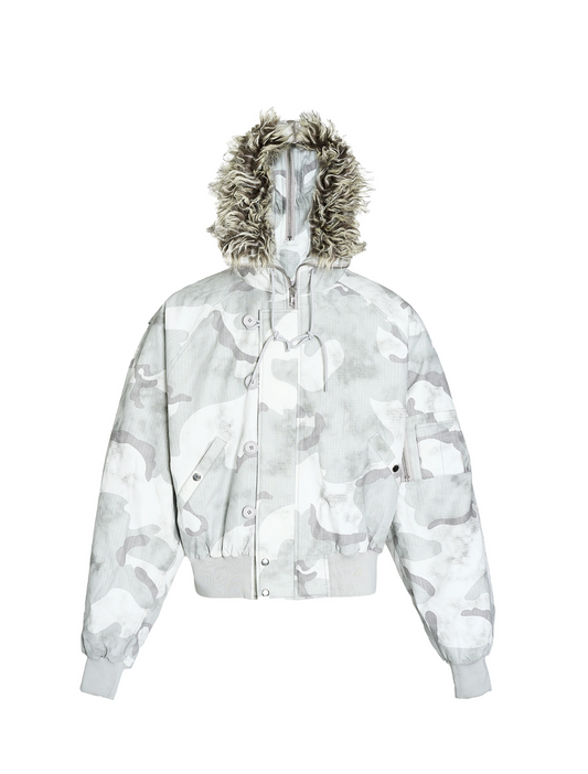 Off-White Camouflage Fur Jacket