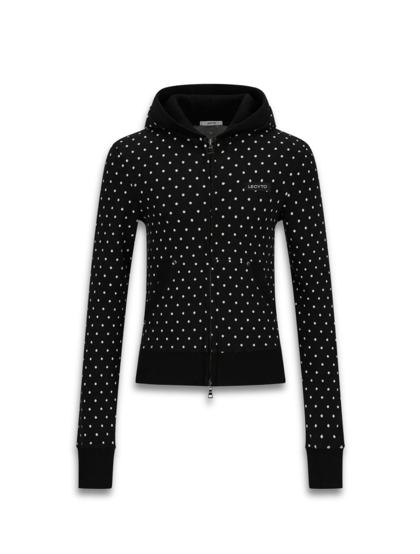 Polka Dot Zip Hooded Y2K Jacket