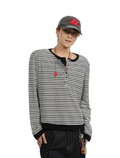 Fake Two-Piece Stripe T-Shirt