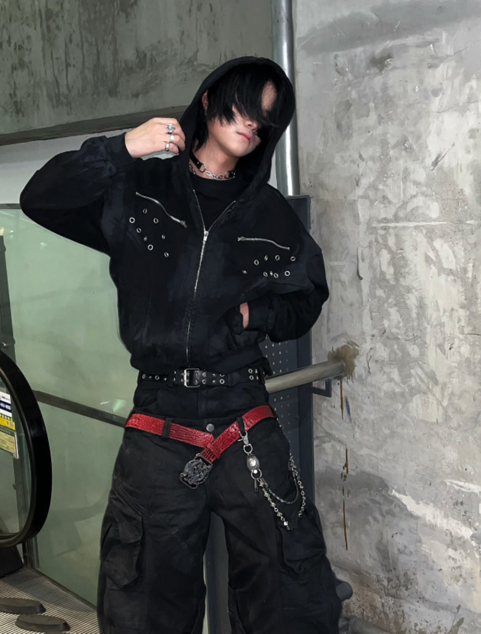 Brushed wax hooded zipper sweatshirt cardigan jacket