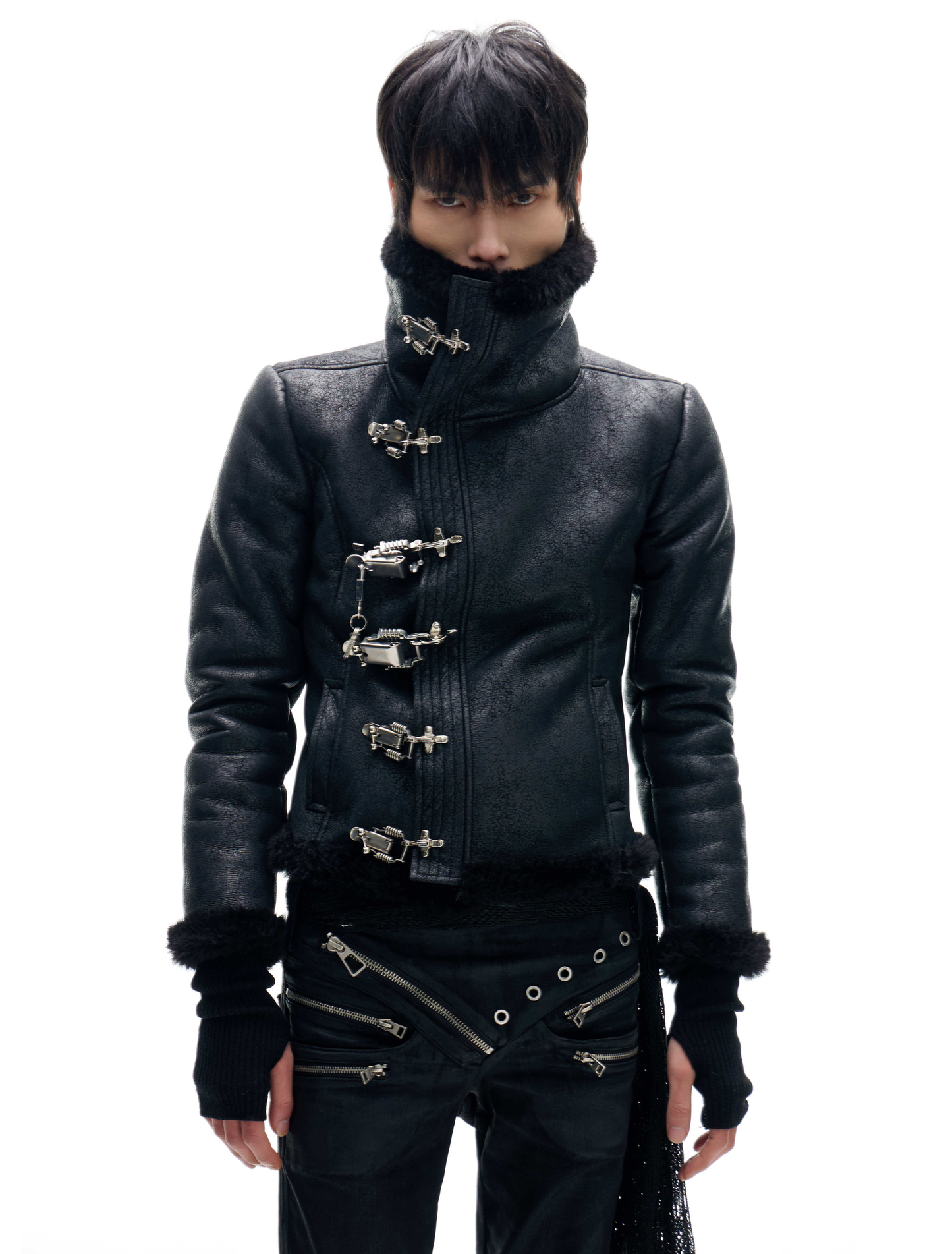 buckle turtleneck two-piece jacket for men and women