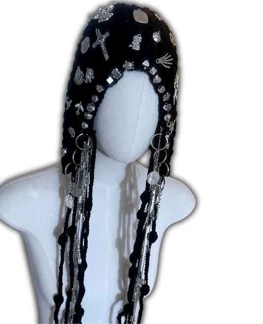 Decorated Knit Chain Charm Hat