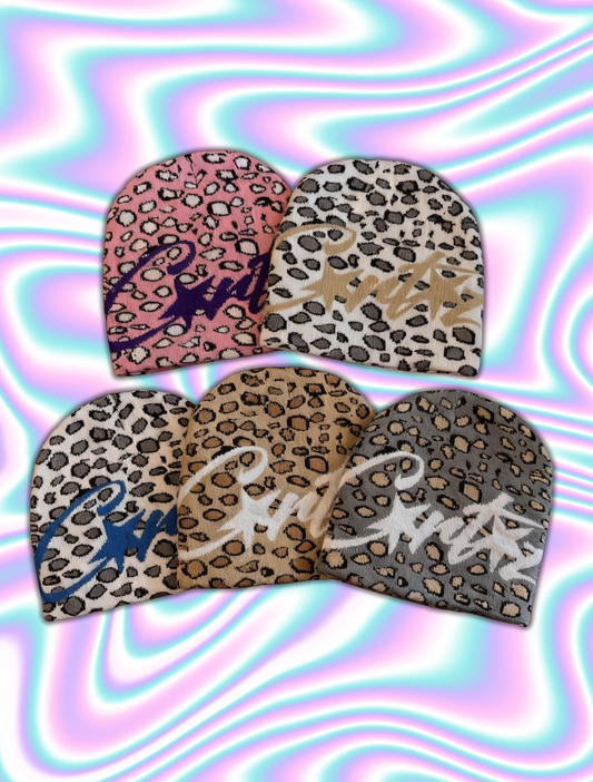 Leopard print Alcatraz" Opium style cold knitted hat trend