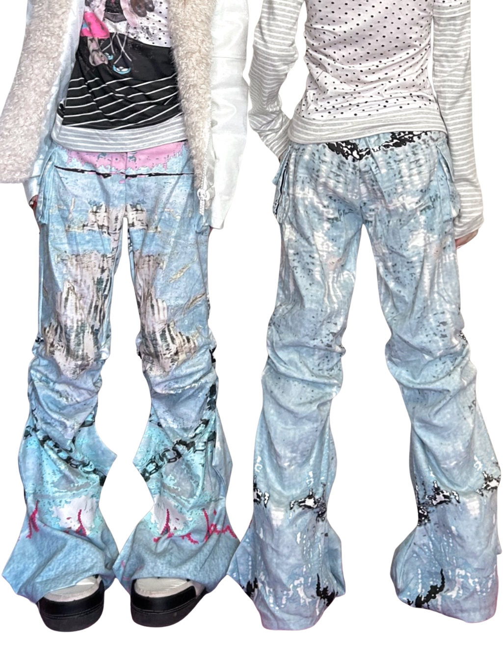 Washed Tie-Dye Stacked Jeans