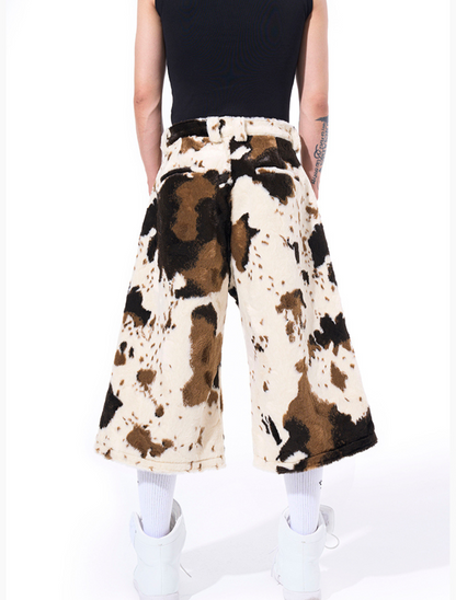 Cow Cropped Fur Shorts