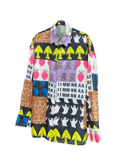 Patchwork Print Long Sleeve Shirt