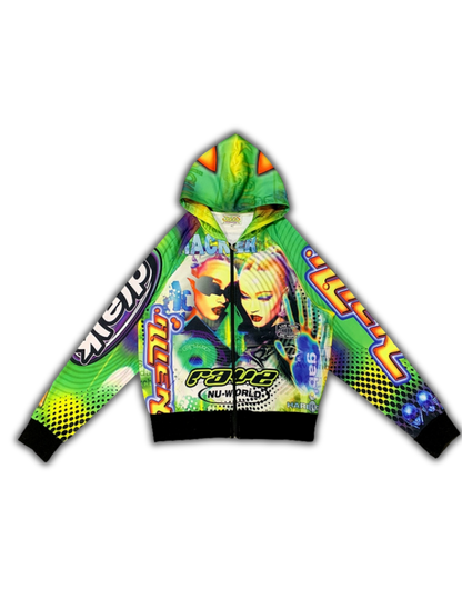 Alien Print Oversized Hoodie