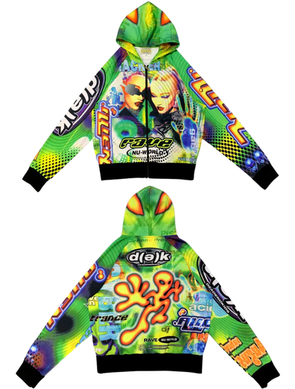 Alien Print Oversized Hoodie