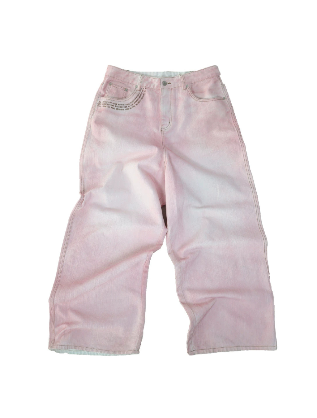 Pink Embroidery Denim Pants