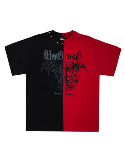 Black Red Contrast T-Shirt
