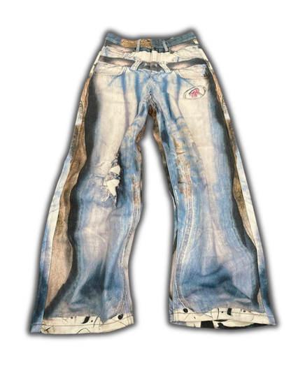 Graffiti Tie-Dye Straight Jeans