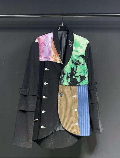 Particle velvet splicing front dovetail suit