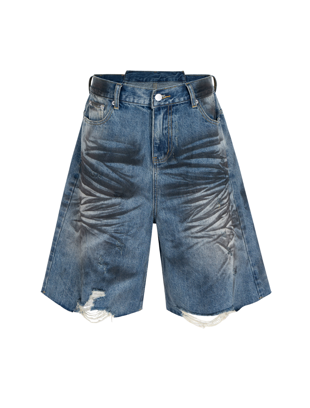 Washed Distressed Denim Shorts