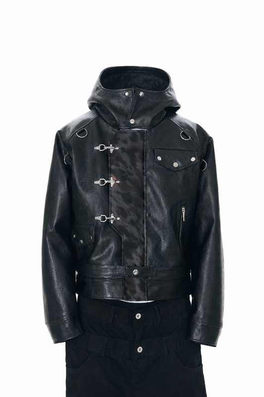 Leopard Panel PU  Fireman Jacket