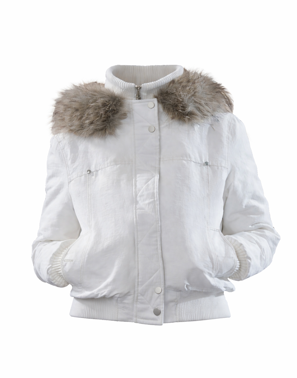 Large Fur Collar Cropped Cotton Jacket