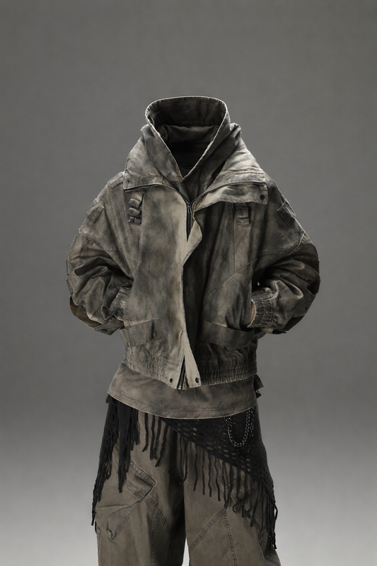 Wasteland Style Vintage Washed Denim Jacket Man