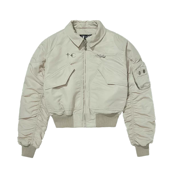 Star and moon rivets short jacket padded flight jacket bomber