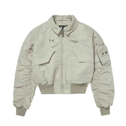 Star and moon rivets short jacket padded flight jacket bomber