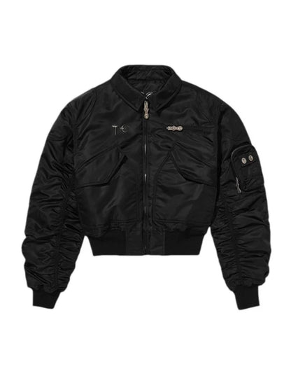 Star and moon rivets short jacket padded flight jacket bomber